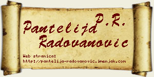 Pantelija Radovanović vizit kartica